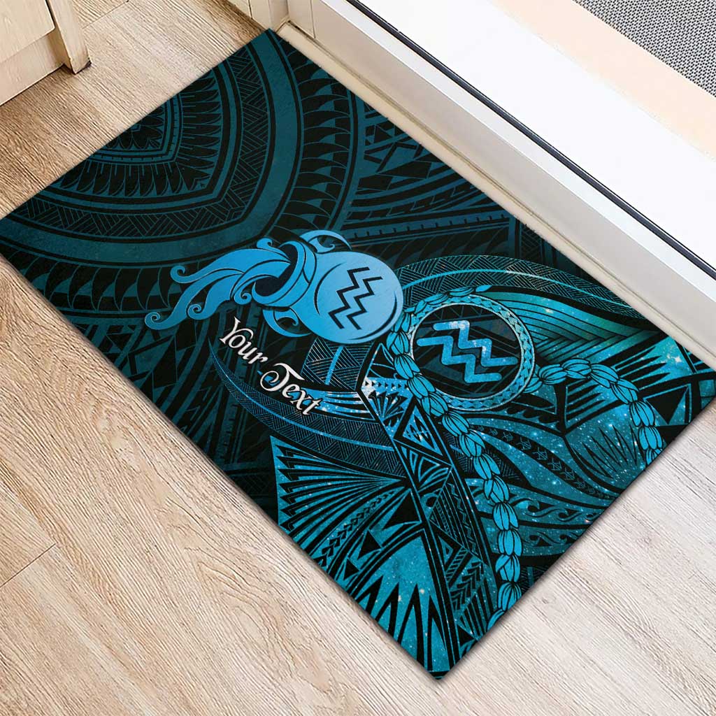 Personalised Polynesia Zodiac Aquarius Rubber Doormat Galaxy Polynesian Pattern Chest Tattoo Style LT14 - Polynesian Pride