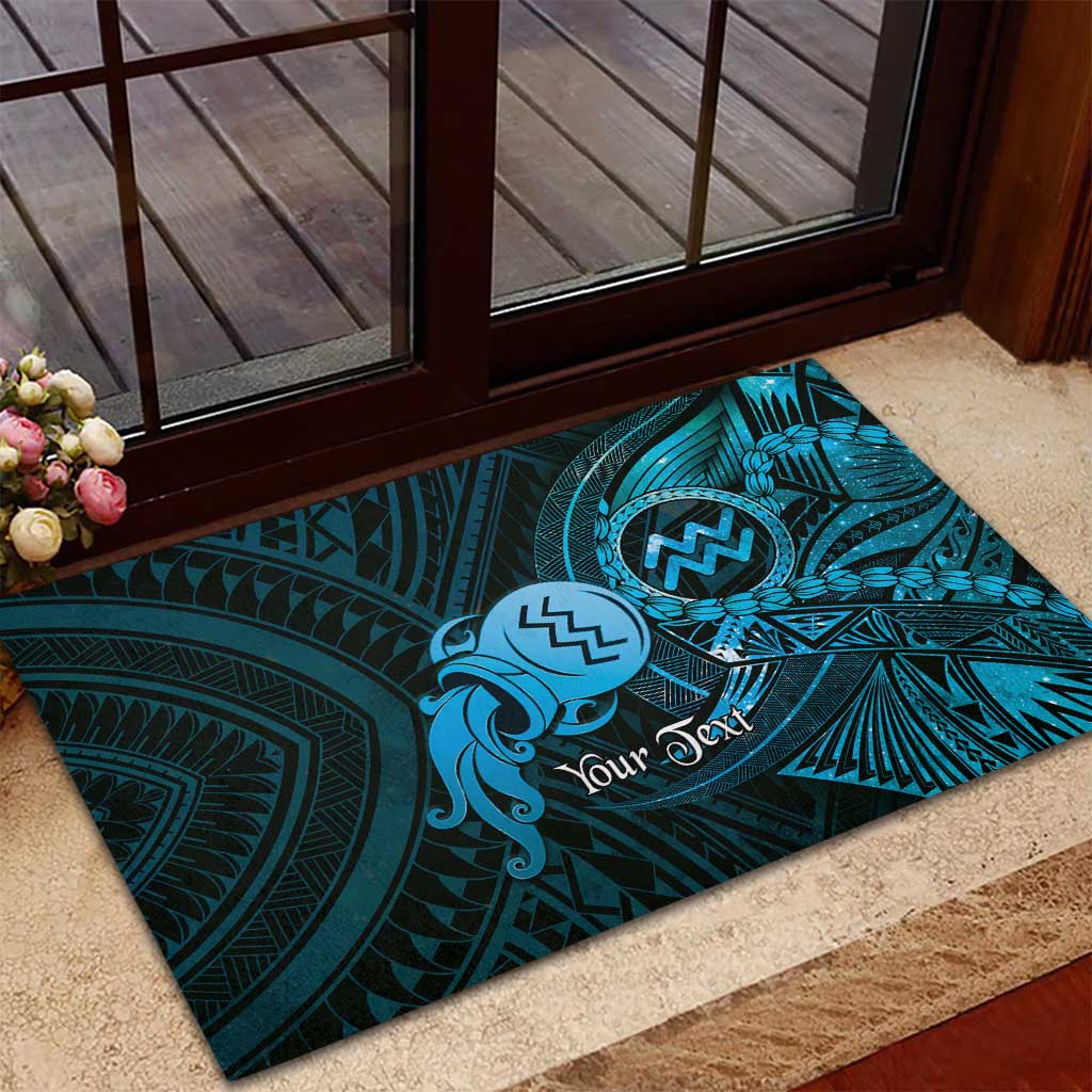 Personalised Polynesia Zodiac Aquarius Rubber Doormat Galaxy Polynesian Pattern Chest Tattoo Style LT14 - Polynesian Pride