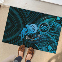 Personalised Polynesia Zodiac Aquarius Rubber Doormat Galaxy Polynesian Pattern Chest Tattoo Style LT14 - Polynesian Pride