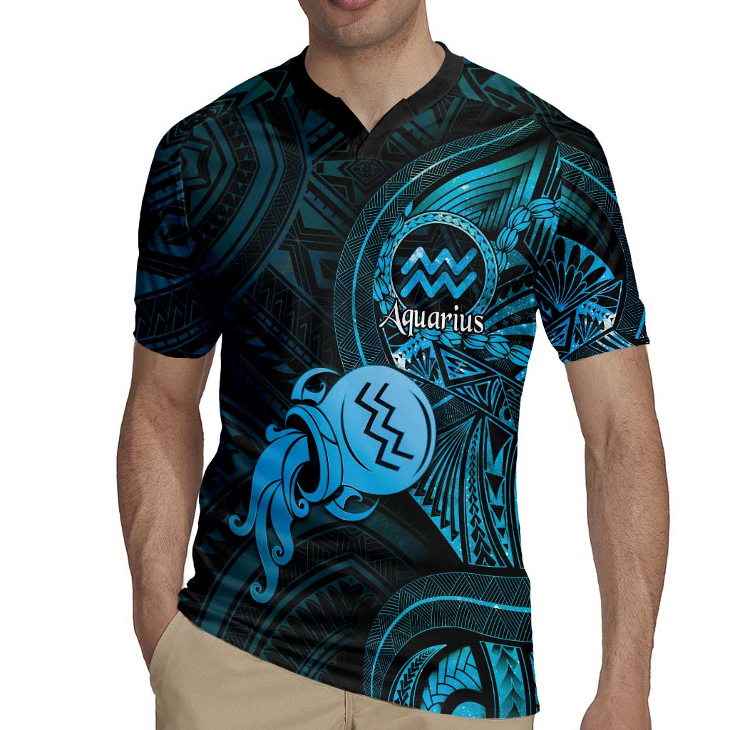 Personalised Polynesia Zodiac Aquarius Rugby Jersey Galaxy Polynesian Pattern Chest Tattoo Style LT14 - Polynesian Pride