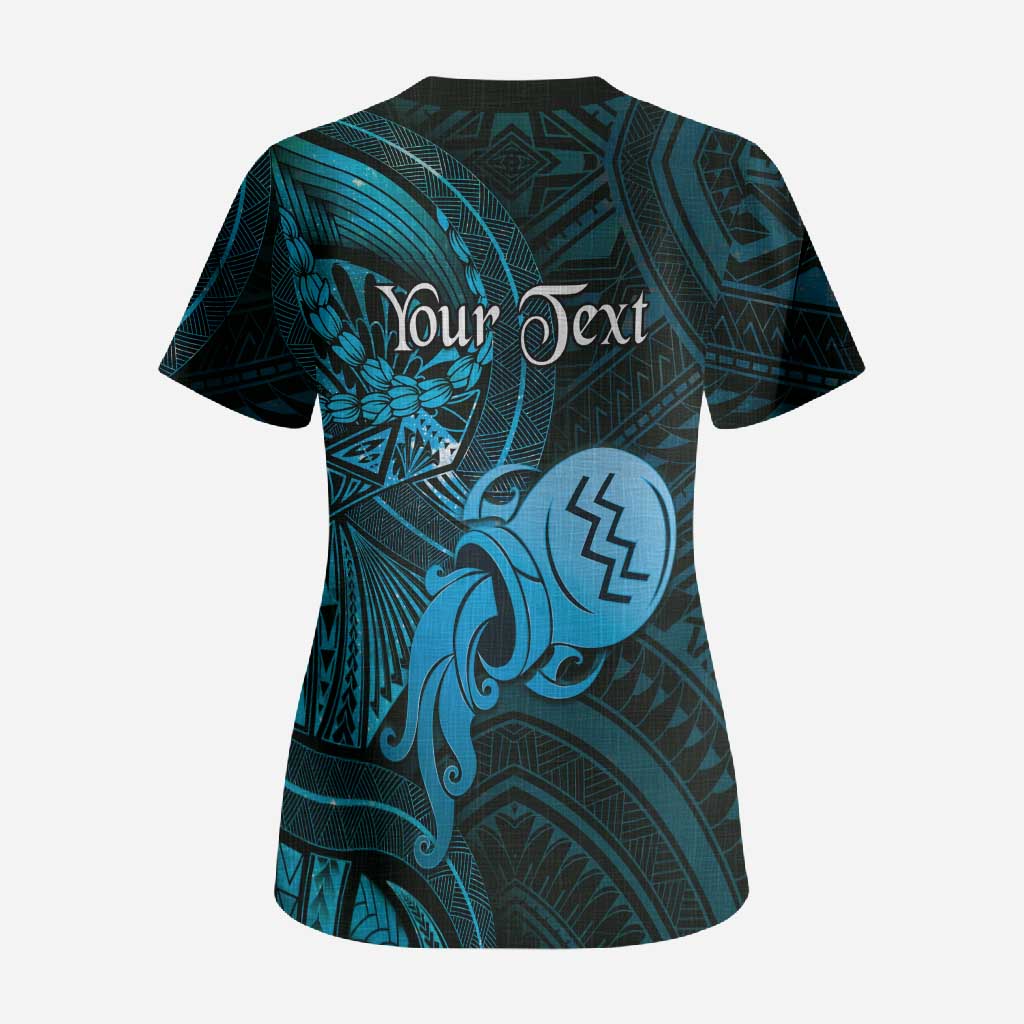 Personalised Polynesia Zodiac Aquarius Scrub Top Galaxy Polynesian Pattern Chest Tattoo Style LT14 - Polynesian Pride