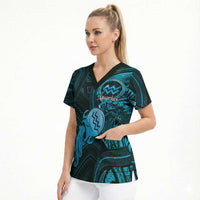 Personalised Polynesia Zodiac Aquarius Scrub Top Galaxy Polynesian Pattern Chest Tattoo Style LT14 - Polynesian Pride