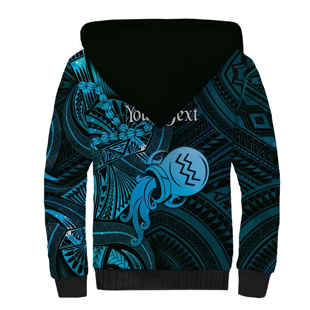 Personalised Polynesia Zodiac Aquarius Sherpa Hoodie Galaxy Polynesian Pattern Chest Tattoo Style LT14 - Polynesian Pride