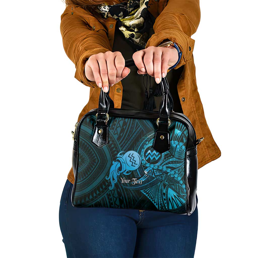 Personalised Polynesia Zodiac Aquarius Shoulder Handbag Galaxy Polynesian Pattern Chest Tattoo Style LT14 One Size Blue - Polynesian Pride