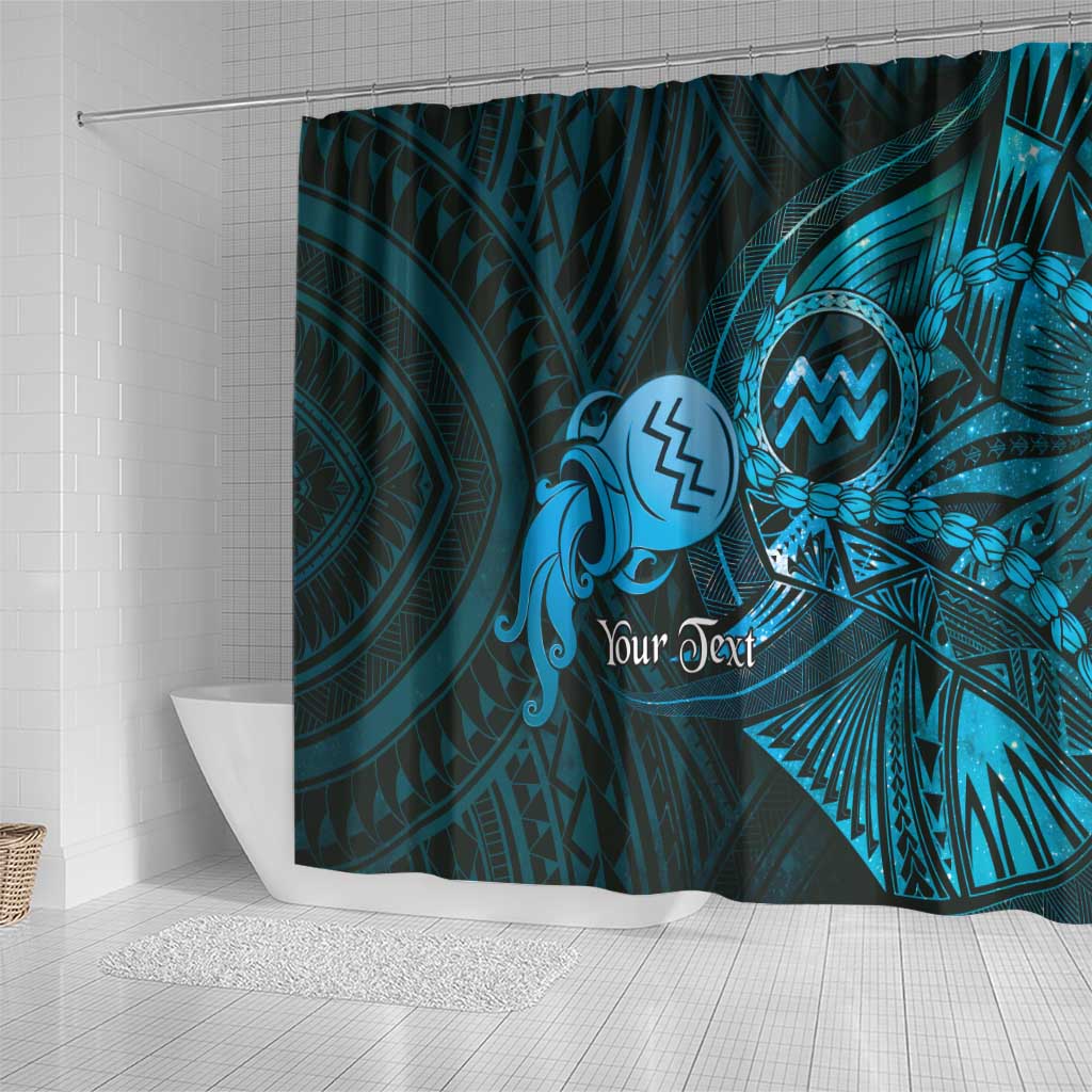 Personalised Polynesia Zodiac Aquarius Shower Curtain Galaxy Polynesian Pattern Chest Tattoo Style LT14 - Polynesian Pride