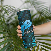 Personalised Polynesia Zodiac Aquarius Skinny Tumbler Galaxy Polynesian Pattern Chest Tattoo Style LT14 - Polynesian Pride
