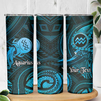 Personalised Polynesia Zodiac Aquarius Skinny Tumbler Galaxy Polynesian Pattern Chest Tattoo Style LT14 - Polynesian Pride