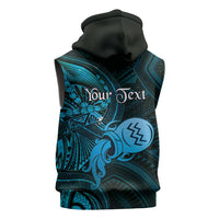 Personalised Polynesia Zodiac Aquarius Sleeveless Zip Hoodie Galaxy Polynesian Pattern Chest Tattoo Style LT14 - Polynesian Pride