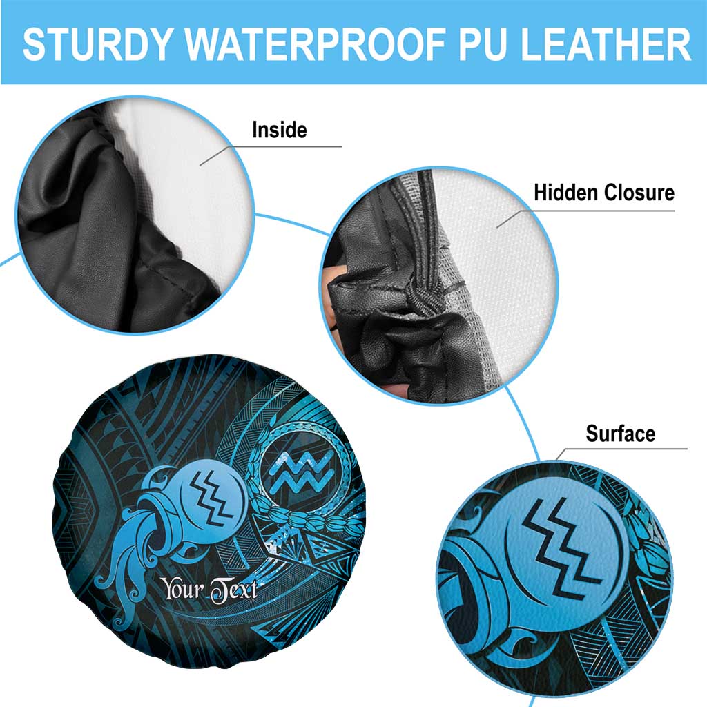 Personalised Polynesia Zodiac Aquarius Spare Tire Cover Galaxy Polynesian Pattern Chest Tattoo Style LT14 - Polynesian Pride