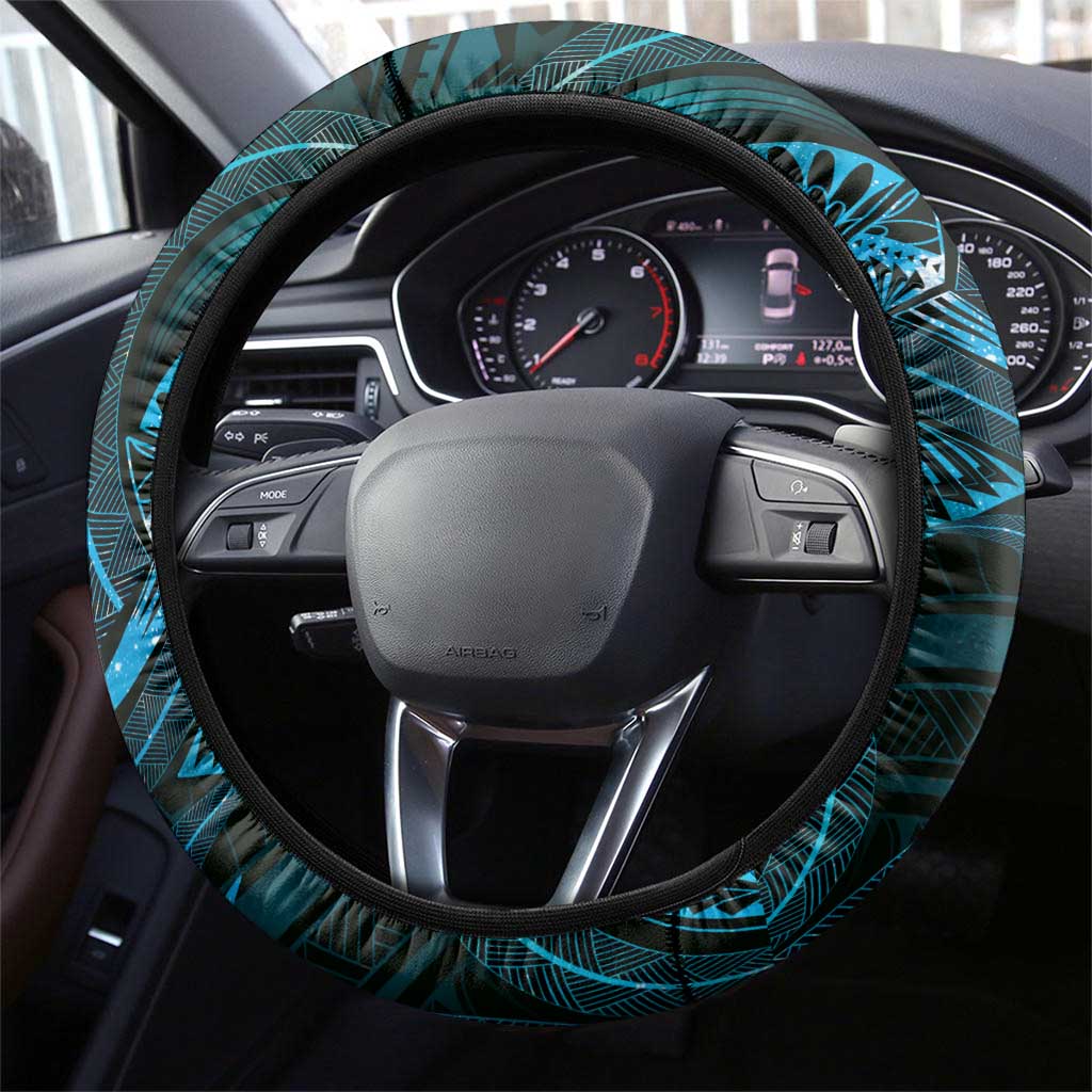 Polynesia Zodiac Aquarius Steering Wheel Cover Galaxy Polynesian Pattern Chest Tattoo Style LT14 - Polynesian Pride