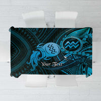 Personalised Polynesia Zodiac Aquarius Tablecloth Galaxy Polynesian Pattern Chest Tattoo Style LT14 Blue - Polynesian Pride