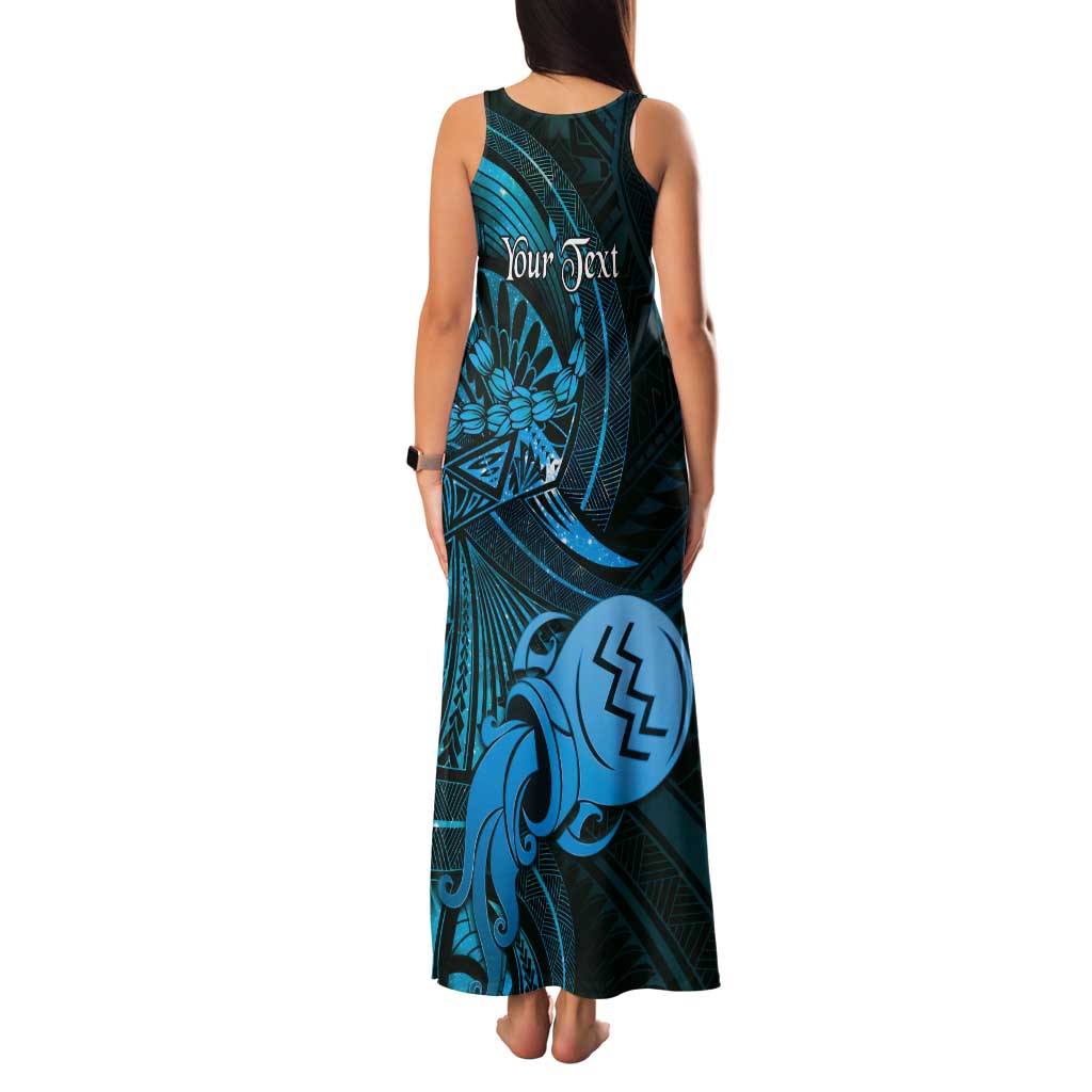 Personalised Polynesia Zodiac Aquarius Tank Maxi Dress Galaxy Polynesian Pattern Chest Tattoo Style LT14 - Polynesian Pride
