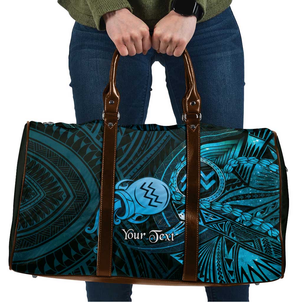 Personalised Polynesia Zodiac Aquarius Travel Bag Galaxy Polynesian Pattern Chest Tattoo Style LT14 Blue - Polynesian Pride