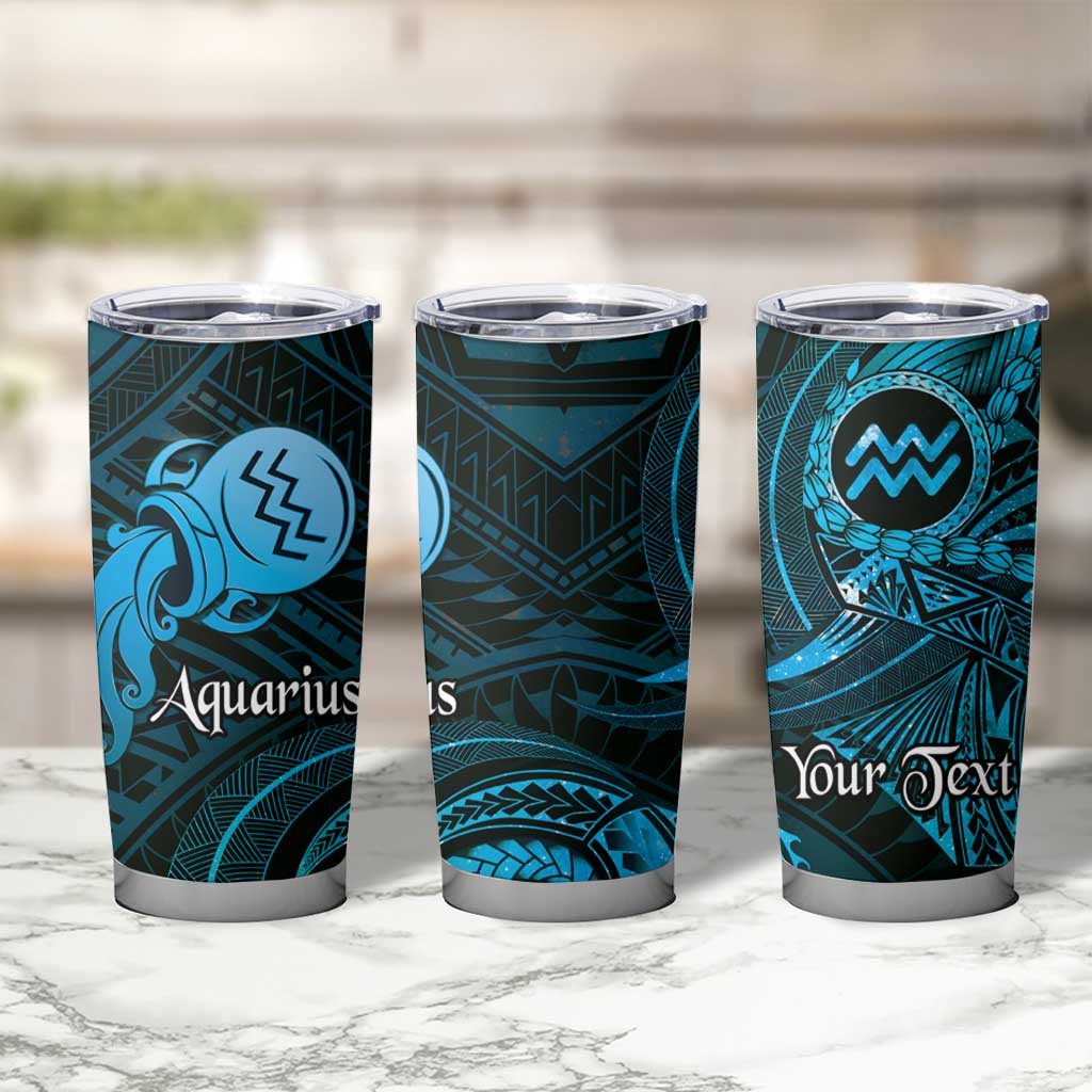Personalised Polynesia Zodiac Aquarius Tumbler Cup Galaxy Polynesian Pattern Chest Tattoo Style LT14 - Polynesian Pride