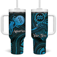 Personalised Polynesia Zodiac Aquarius Tumbler With Handle Galaxy Polynesian Pattern Chest Tattoo Style