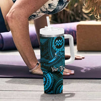 Personalised Polynesia Zodiac Aquarius Tumbler With Handle Galaxy Polynesian Pattern Chest Tattoo Style