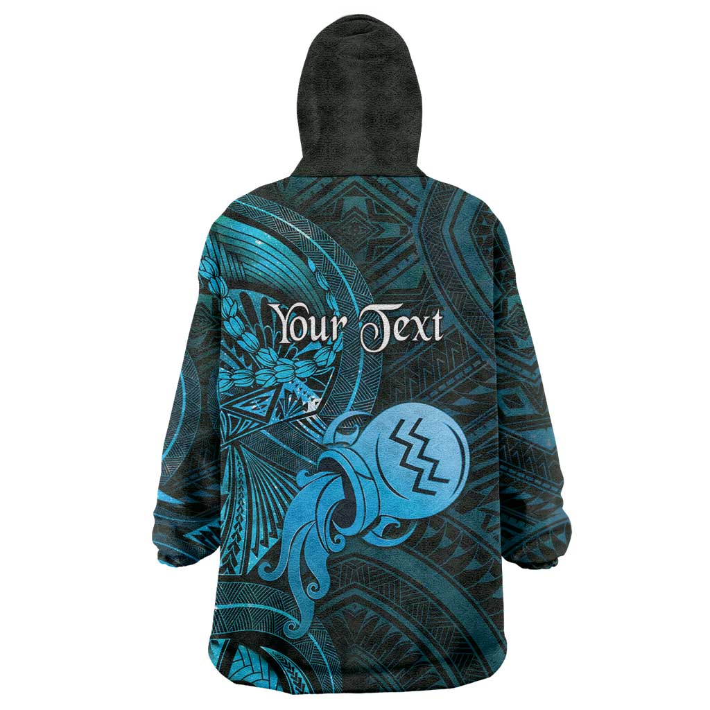 Personalised Polynesia Zodiac Aquarius Wearable Blanket Hoodie Galaxy Polynesian Pattern Chest Tattoo Style LT14 - Polynesian Pride