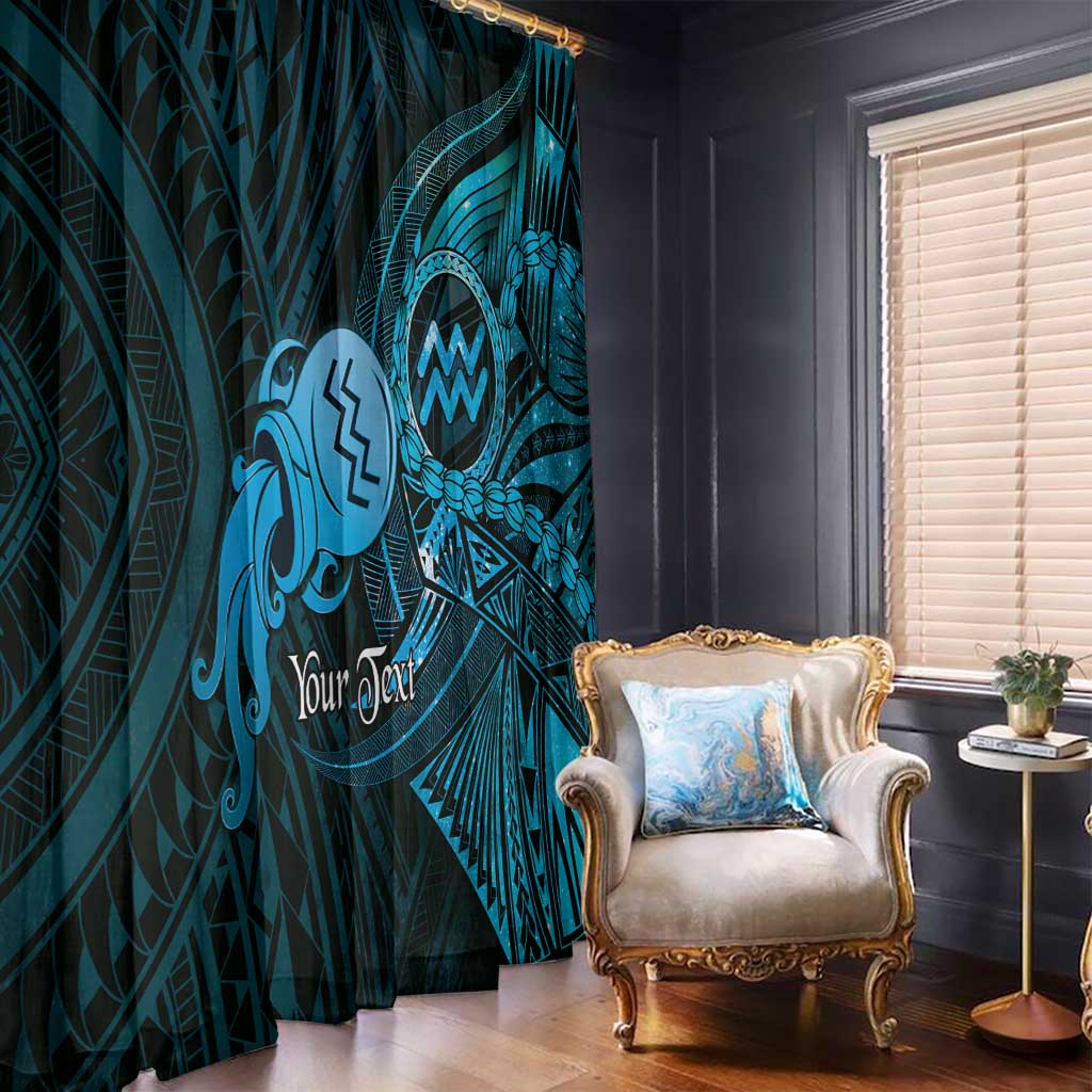 Personalised Polynesia Zodiac Aquarius Window Curtain Galaxy Polynesian Pattern Chest Tattoo Style LT14 - Polynesian Pride