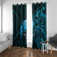 Personalised Polynesia Zodiac Aquarius Window Curtain Galaxy Polynesian Pattern Chest Tattoo Style LT14 With Grommets Blue - Polynesian Pride