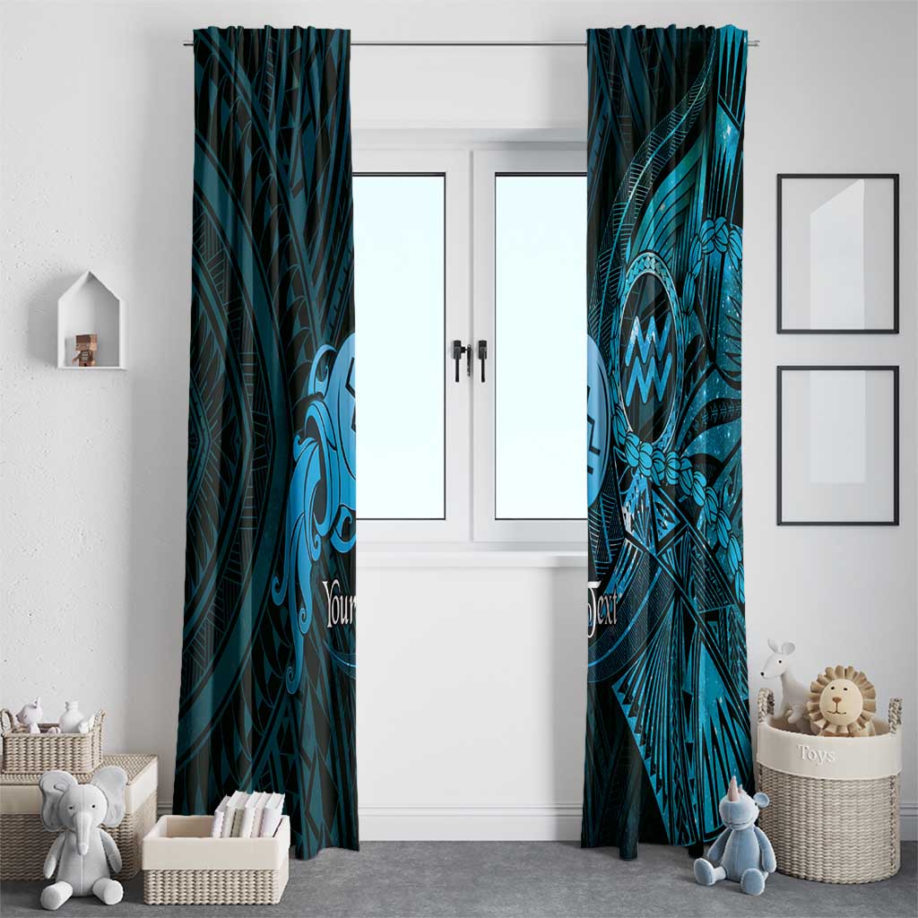 Personalised Polynesia Zodiac Aquarius Window Curtain Galaxy Polynesian Pattern Chest Tattoo Style LT14 - Polynesian Pride