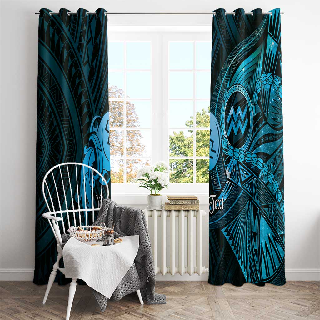 Personalised Polynesia Zodiac Aquarius Window Curtain Galaxy Polynesian Pattern Chest Tattoo Style LT14 - Polynesian Pride