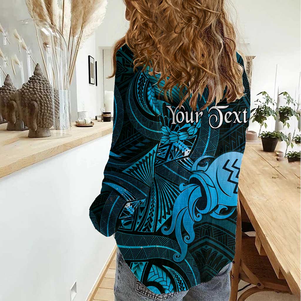 Personalised Polynesia Zodiac Aquarius Women Casual Shirt Galaxy Polynesian Pattern Chest Tattoo Style LT14 - Polynesian Pride