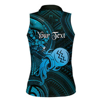 Personalised Polynesia Zodiac Aquarius Women Sleeveless Polo Shirt Galaxy Polynesian Pattern Chest Tattoo Style