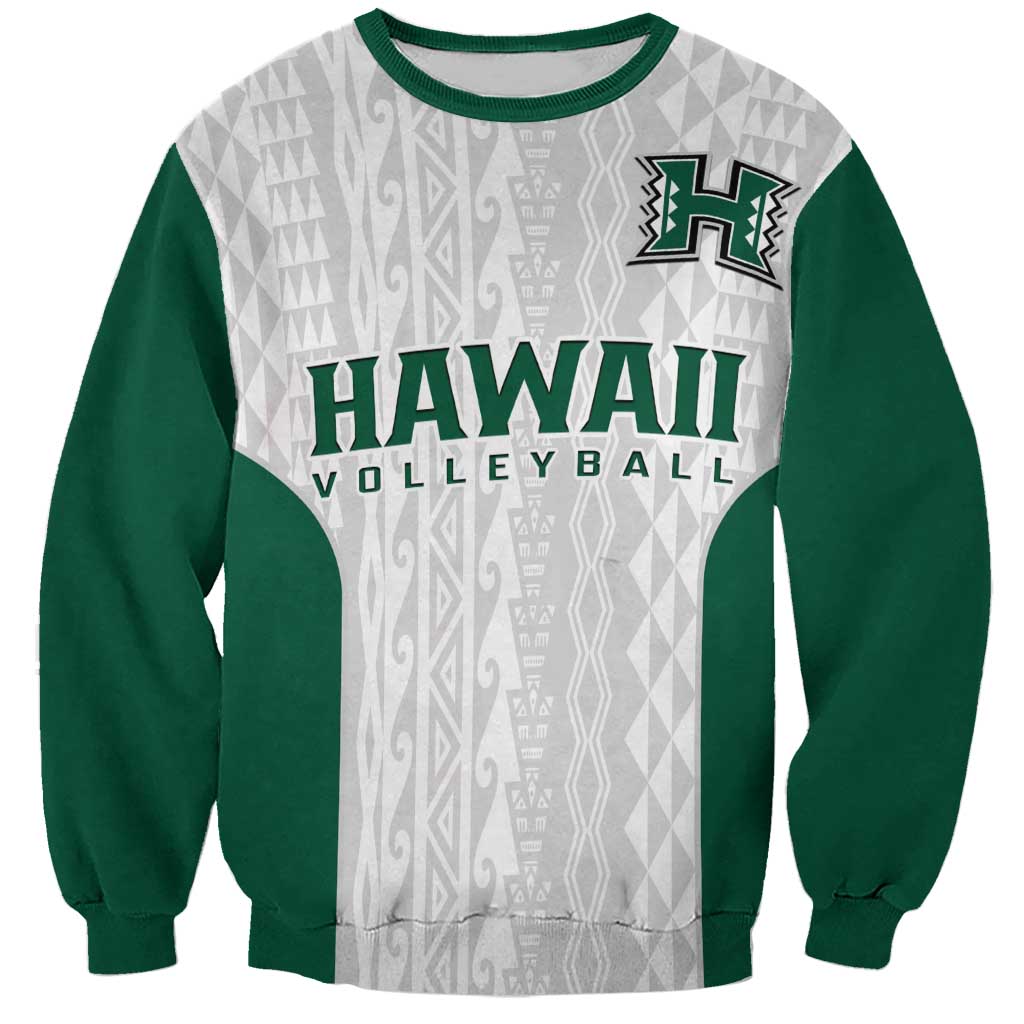 Hawaii Volleyball Sweatshirt Hawaiian Kakau White Style LT14