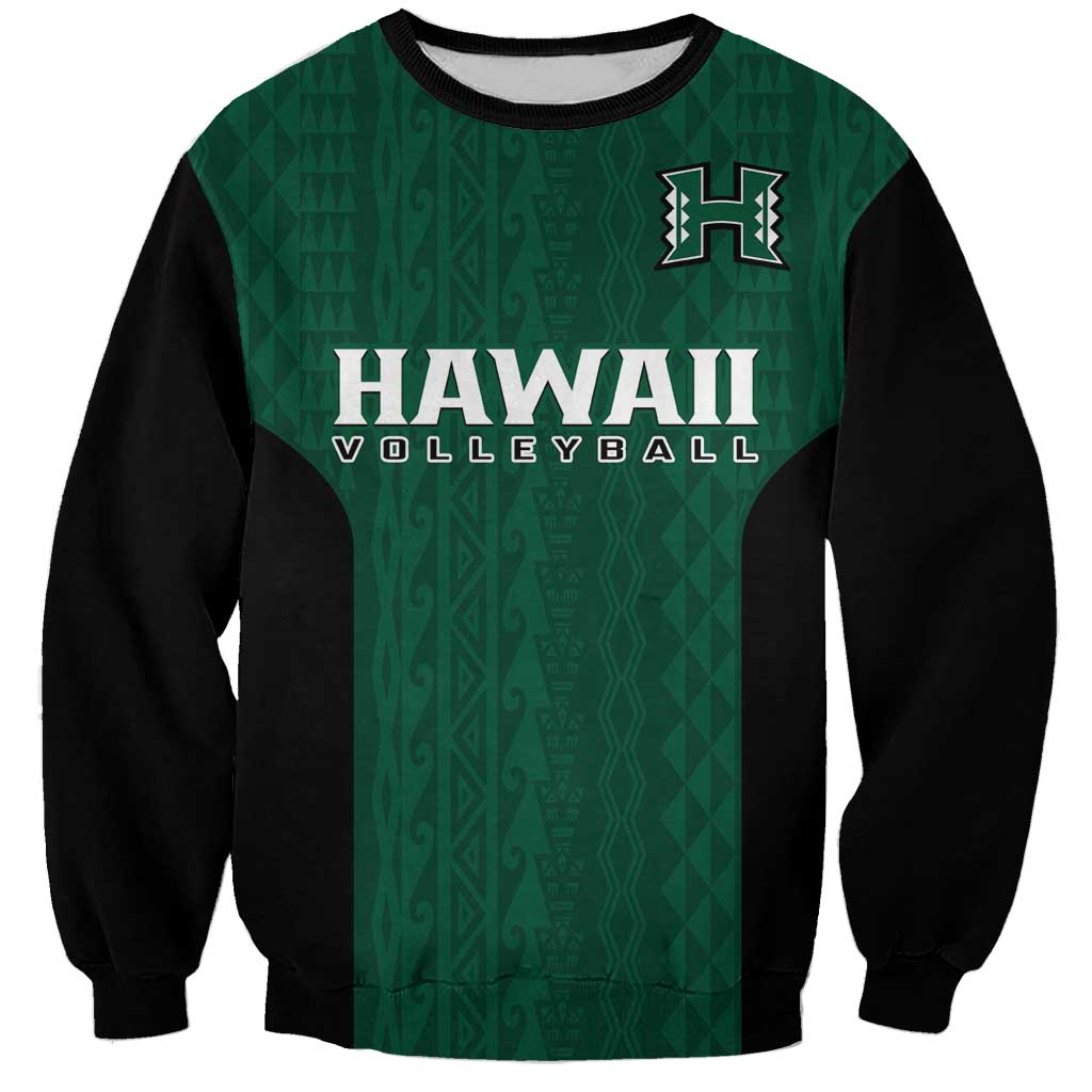 Hawaii Volleyball Sweatshirt Hawaiian Kakau Green Style LT14
