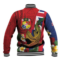 Hawaii And Tonga Baseball Jacket Shark Tattoo With Tongan Coat Of Arms LT14 - Polynesian Pride