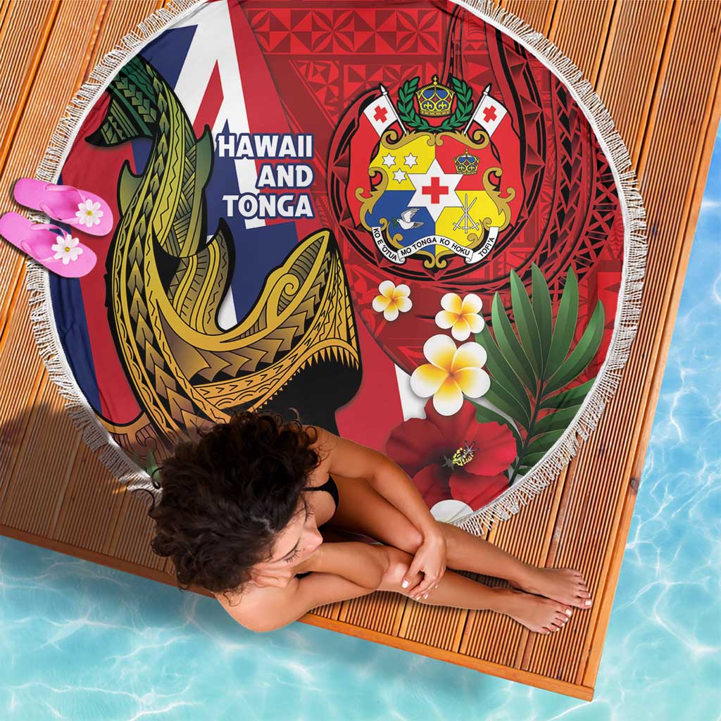 Hawaii And Tonga Beach Blanket Shark Tattoo With Tongan Coat Of Arms LT14 - Polynesian Pride