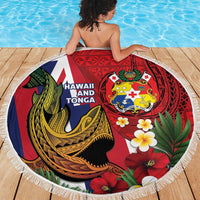 Hawaii And Tonga Beach Blanket Shark Tattoo With Tongan Coat Of Arms LT14 - Polynesian Pride