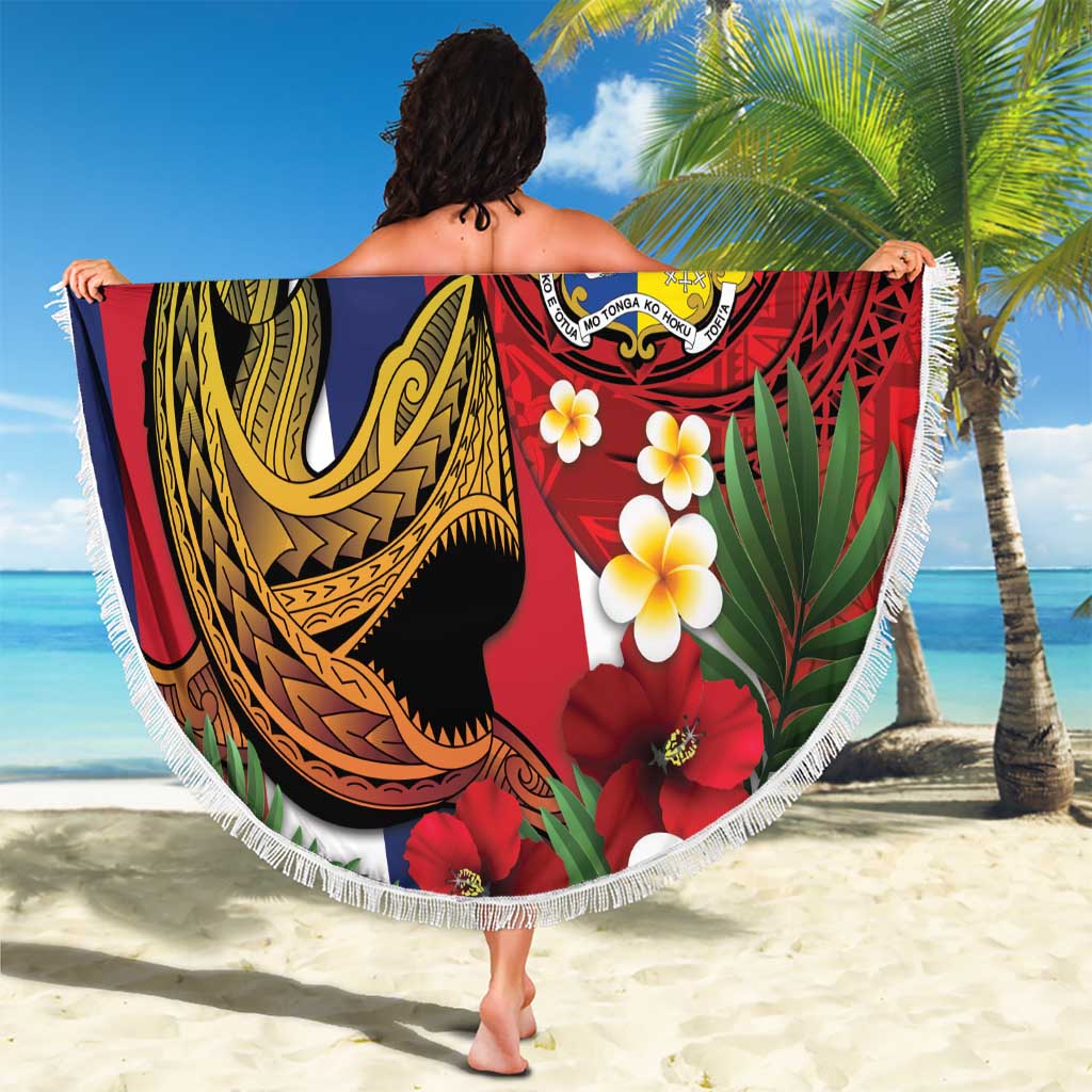 Hawaii And Tonga Beach Blanket Shark Tattoo With Tongan Coat Of Arms LT14 - Polynesian Pride