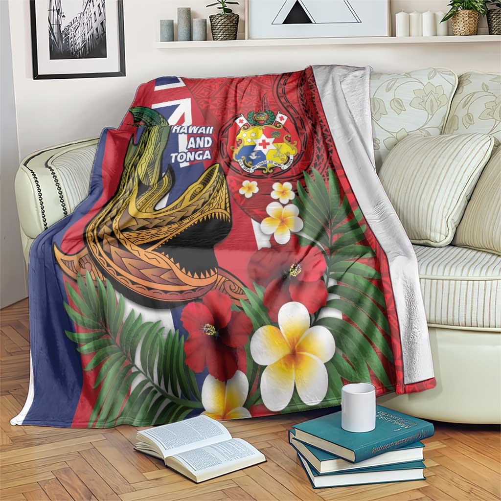 Hawaii And Tonga Blanket Shark Tattoo With Tongan Coat Of Arms LT14 Red - Polynesian Pride