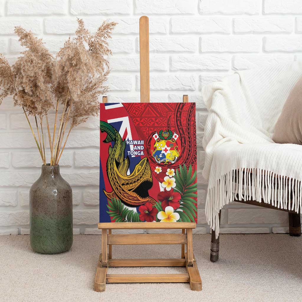Hawaii And Tonga Canvas Wall Art Shark Tattoo With Tongan Coat Of Arms
