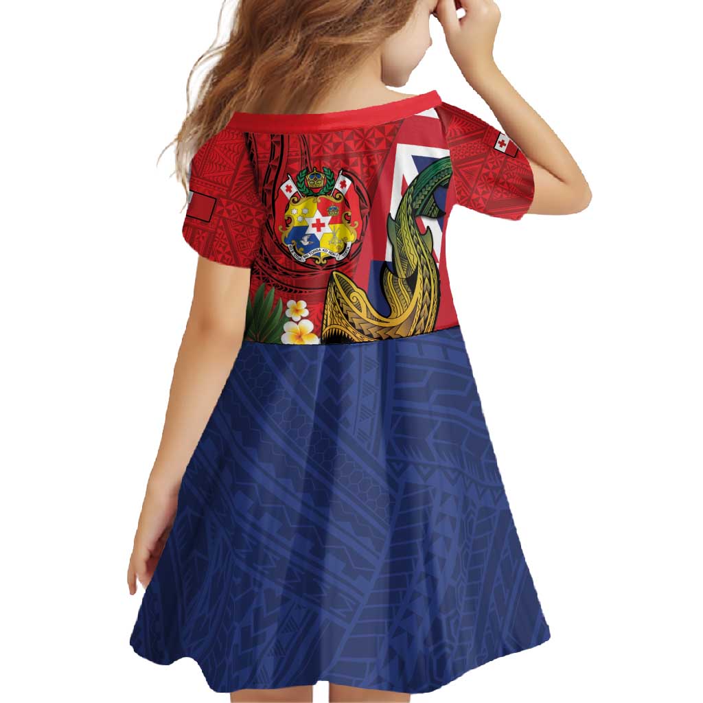 Hawaii And Tonga Family Matching Off Shoulder Maxi Dress and Hawaiian Shirt Shark Tattoo With Tongan Coat Of Arms