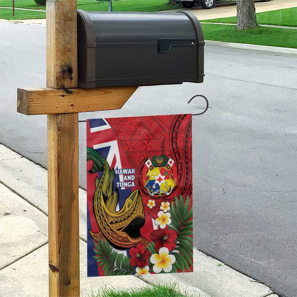 Hawaii And Tonga Garden Flag Shark Tattoo With Tongan Coat Of Arms