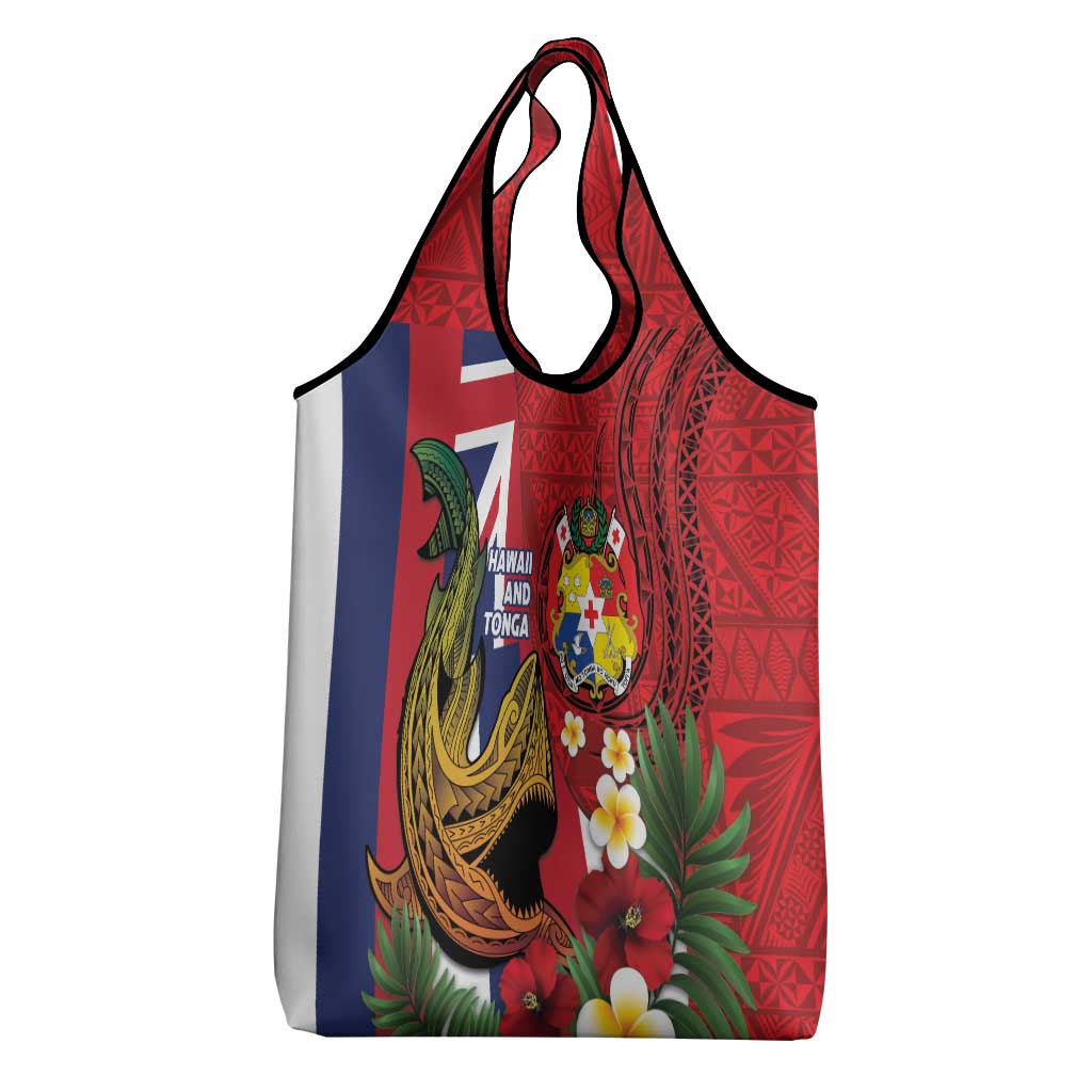 Hawaii And Tonga Grocery Bag Shark Tattoo With Tongan Coat Of Arms