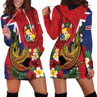 Hawaii And Tonga Hoodie Dress Shark Tattoo With Tongan Coat Of Arms