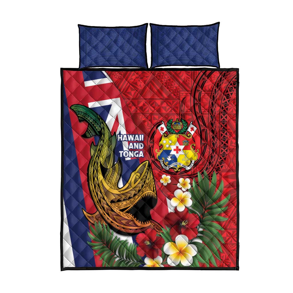 Hawaii And Tonga Quilt Bed Set Shark Tattoo With Tongan Coat Of Arms