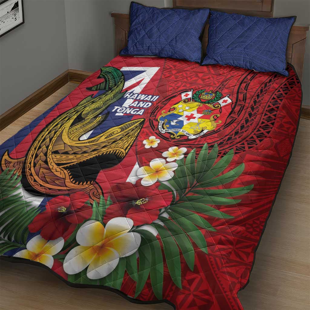 Hawaii And Tonga Quilt Bed Set Shark Tattoo With Tongan Coat Of Arms
