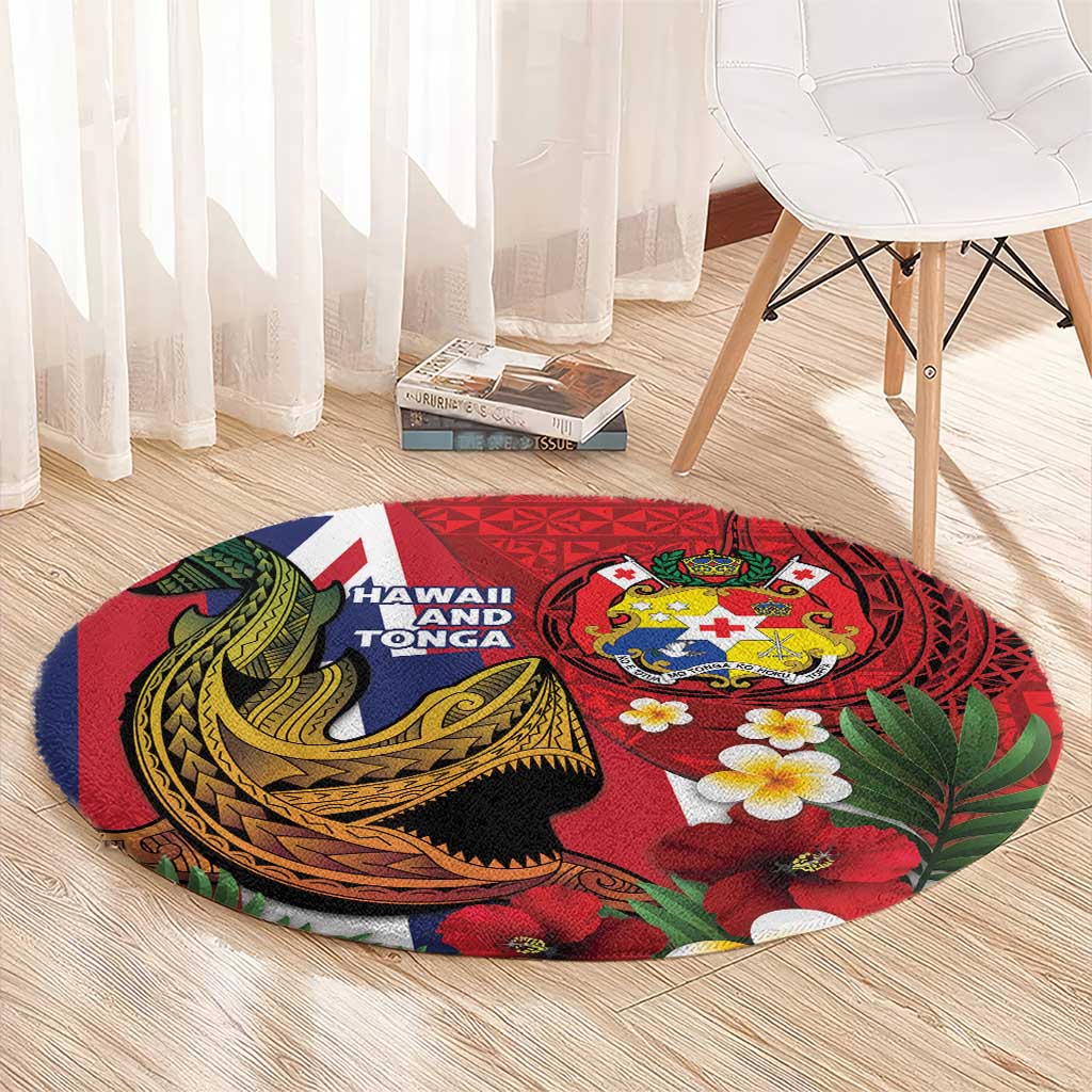 Hawaii And Tonga Round Carpet Shark Tattoo With Tongan Coat Of Arms
