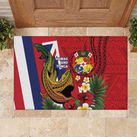 Hawaii And Tonga Rubber Doormat Shark Tattoo With Tongan Coat Of Arms LT14 Red - Polynesian Pride