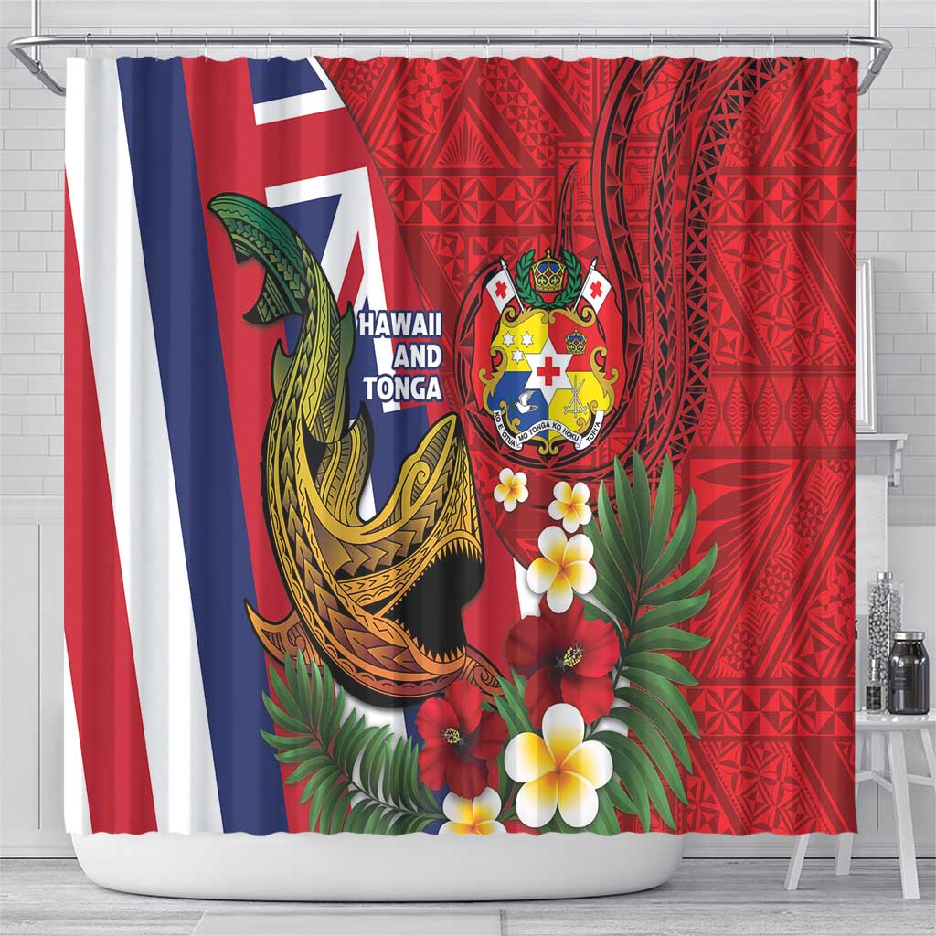 Hawaii And Tonga Shower Curtain Shark Tattoo With Tongan Coat Of Arms
