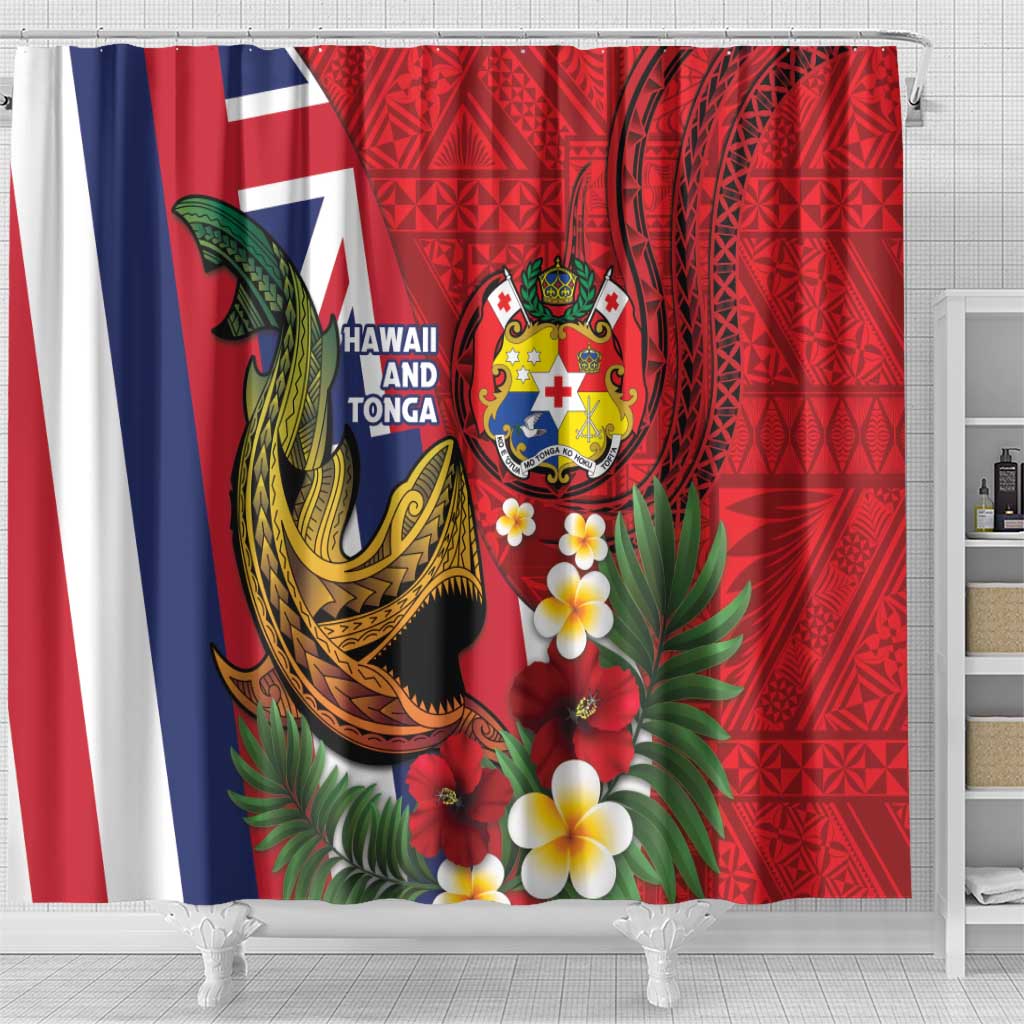 Hawaii And Tonga Shower Curtain Shark Tattoo With Tongan Coat Of Arms