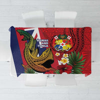 Hawaii And Tonga Tablecloth Shark Tattoo With Tongan Coat Of Arms LT14 Red - Polynesian Pride