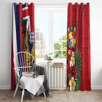 Hawaii And Tonga Window Curtain Shark Tattoo With Tongan Coat Of Arms LT14 - Polynesian Pride