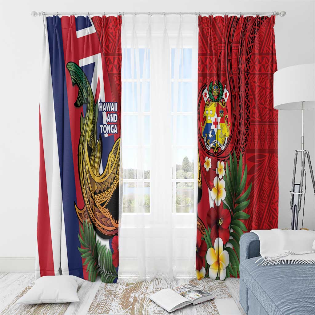 Hawaii And Tonga Window Curtain Shark Tattoo With Tongan Coat Of Arms LT14 - Polynesian Pride