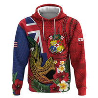 Hawaii And Tonga Zip Hoodie Shark Tattoo With Tongan Coat Of Arms