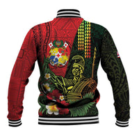 Hawaii And Tonga Baseball Jacket King Kamehameha Tribal Ngatu Pattern LT14 - Polynesian Pride